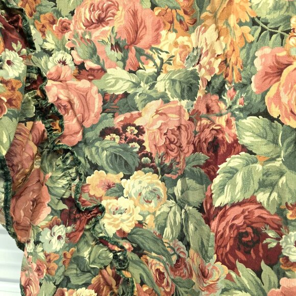 Vtg Priscilla Floral Curtain Swags Wide Ruffle French Country Seafoam Green USA - Picture 2 of 5